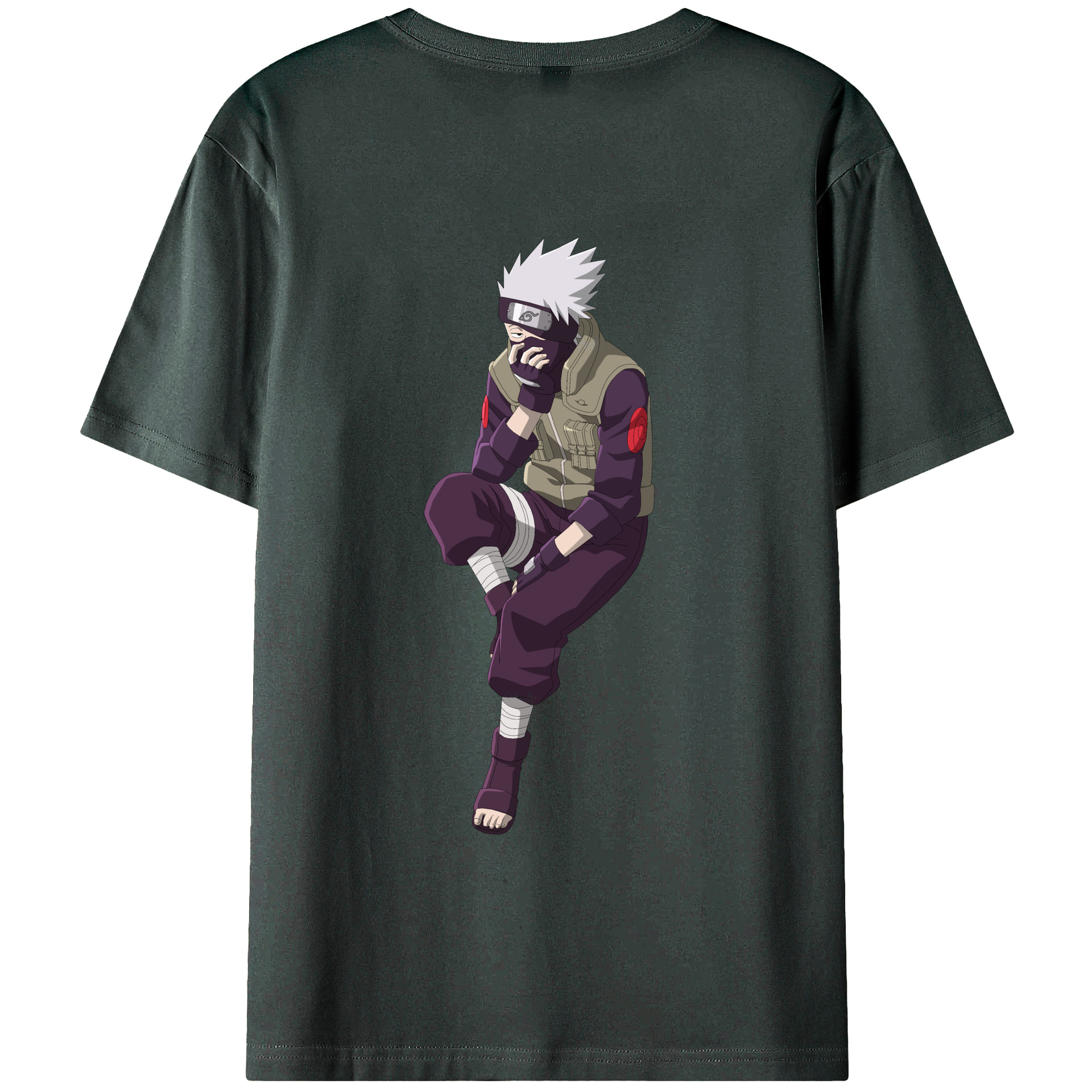 （画像用） NARUTO -ナルト- はたけ カカシ Hatake Kakashi 綿100％ メンズ半袖Tシャツ（バックプリント） 通気性